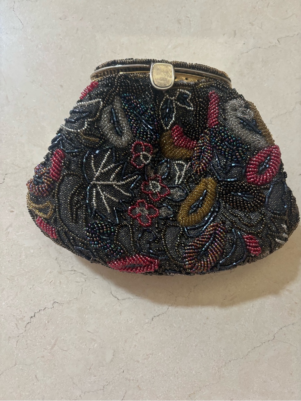 Beautiful Vintage 90’s Embroidered Beaded Evening Clutch